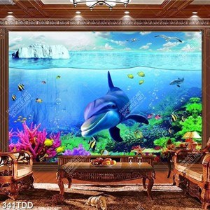 Tranh psd cá heo và đại dương bao la