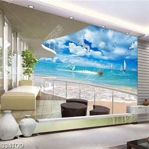 File tranh gốc chất lượng cao ban công nhìn ra biển