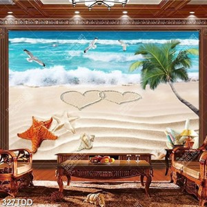 Tranh bãi biển chất lượng cao và chim hải âu psd