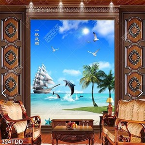 File tranh psd con tàu trên biển đẹp