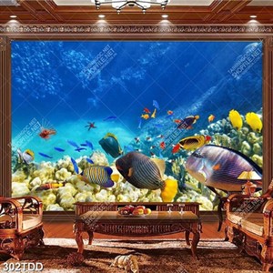 Tranh đàn cá và san hô dứoi biển trang trí phòng đẹp