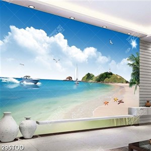 Tranh bãi biển và con tàu file gốc đẹp