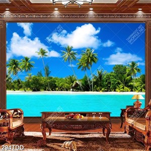 File tranh gốc hàng dừa xanh trên biển