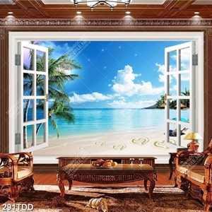 Tranh cửa sổ biển đại dương tranh trí phòng khách đẹp