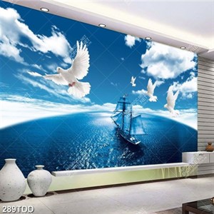 Tranh con tàu trên biển đảo xanh file gốc