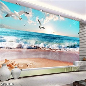 Tranh sóng biển và chim hải âu file psd