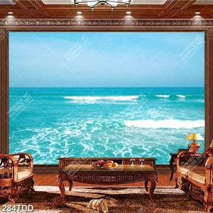 Tranh mặt biển xanh và bầu trời file gốc