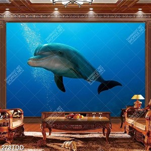 Tranh cá heo và đại dương xanh file psd