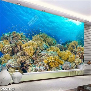 Tranh psd dãy san hô vàng dưới biển