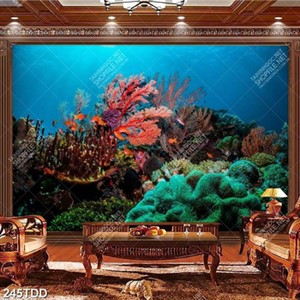 Tranh dãy san hô đỏ dưới đáy biển in kính đẹp lạ
