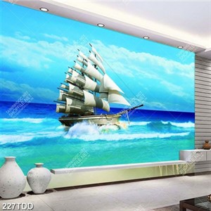 Tranh psd con thuyền trên biển đẹp lạ