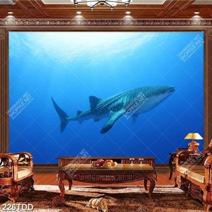 Tranh cá mập nhám và đại dương in kính đẹp
