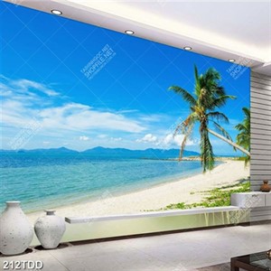 Tranh hàng dừa và bãi biển đẹp chất lượng