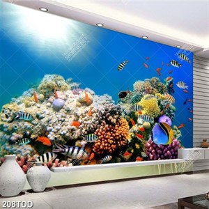 Tranh san hô và đàn cá dưới đáy biển file psd