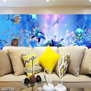 Tranh in uv đàn cá heo chất lượng cao