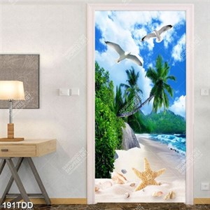 File tranh gốc bãi biển và chim hải âu đẹp độc đáo