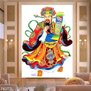 Tranh thần tài trang trí tường in uv