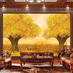 Tranh kim tiền trên núi vàng trang trí nội thất