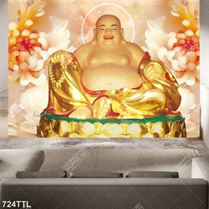 Tranh Phật Di Lặc và hoa giả ngọc