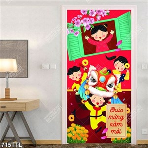 Tranh vector múa lân đón xuân về