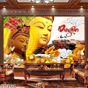 Tranh Quan Âm và thư pháp file psd