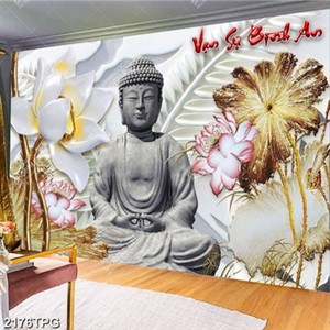 Tranh Phật A Di Đà và hoa Sen chất lượng cao