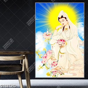 Tranh Quan Âm hái Sen đẹp