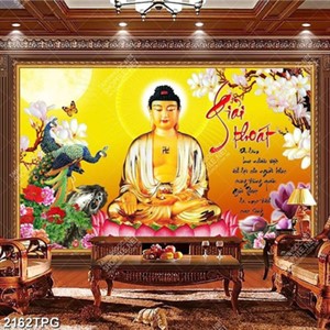 Tranh Tượng phật A Di Đà và thư pháp kinh Phật