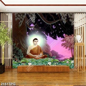 Tranh Phật Thích Ca dưới cây bồ đề
