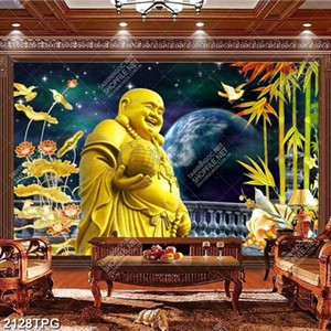 Tranh Phật Di Lặc nền vũ trụ