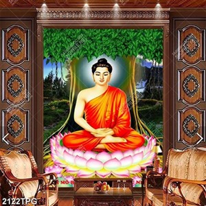 Tranh sơn dầu Phật và Bồ Đề file psd