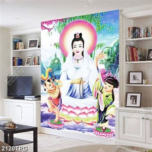 Tranh Quan Âm và 2 tiên đồng đẹp