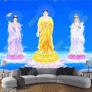 Tranh Phật và 2 Bồ Tát chất lượng cao