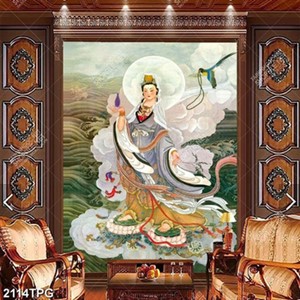 Tranh Phật Quan Âm in kính đẹp