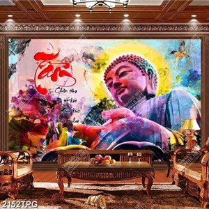 Tranh Tượng Phật và thư pháp chữ Tâm