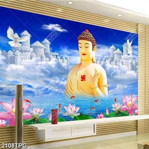 Tranh Phật và hoa Sen