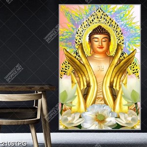 Tranh Phật và bàn tay mạ vàng đẹp