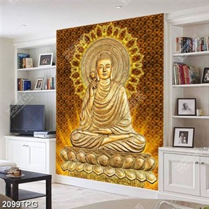 Tranh điêu khắc tương Phật mạ đồng đẹp