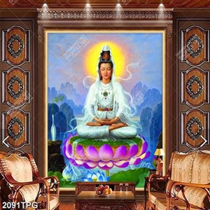 Tranh Quan Âm trên đài hoa Sen