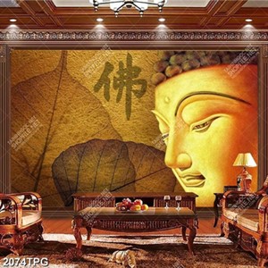 Tranh Phật và lá bồ đề nghệ thuật