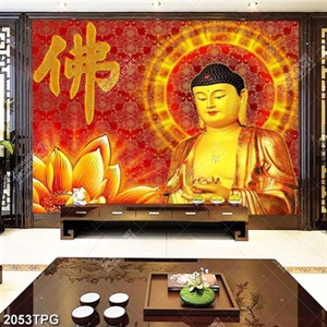 Tranh Phật A Di Đà và Sen vàng