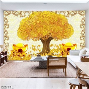Tranh kim tiền decor phòng khách cây kim tiền file psd