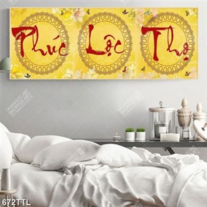 Tranh chữ Phúc Lộc Thọ trang trí hoa decor tường đẹp nhất