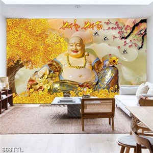 Tranh kim tiền Phật Di Lặc trang trí nội thất file gốc