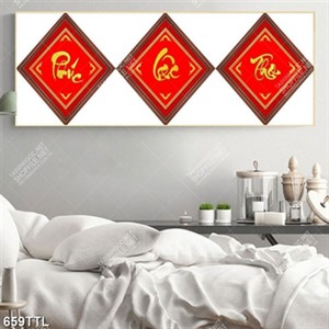 Tranh phúc lộc thọ dát vàng trang trí phòng khách