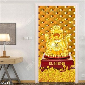 Tranh trang trí tường kỳ lân đúc vàng khổ dọc