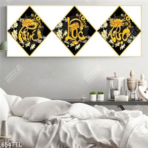 Tranh Phúc Lộc Thọ hoá rồng nghệ thuật decor phòng