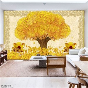 Tranh tài lộc cây kim tiền in kính