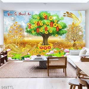 Tranh kim tiền trang trí nội thất in uv