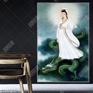 Tranh Bồ Tát cưỡi rồng về trời
